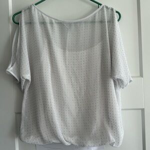 Cache Short Sleeve Blouse Accented with Gold Studs